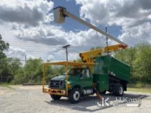 Altec LR7-58, Over-Center Bucket Truck mounted behind cab on 2015 Ford F750 Chipper Dump Truck Runs,