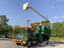 Altec LR7-56, Over-Center Bucket Truck mounted behind cab on 2015 Ford F750 Chipper Dump Truck Runs,