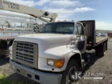 1995 Ford F800 Flatbed/Service Truck Not Running, Condition Unknown, Missing Parts, Minor Body Damag