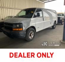 2003 Chevrolet Express G3500 Extended Cargo Van Runs, Moves, Paint Damage On Roof, Body Damage, Chec