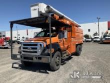 Altec LRV55, Over-Center Bucket mounted behind cab on 2010 Ford F750 Chipper Dump Truck Runs Moves &