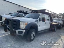 (Villa Rica, GA) 2013 Ford F550 4x4 Crew-Cab Flatbed Truck Runs Rough & Moves) (Jump to Start, Airba