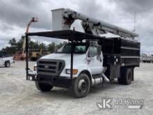 (Villa Rica, GA) Altec LRV-55, Over-Center Bucket Truck mounted behind cab on 2015 Ford F750 Chipper