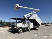 Altec LR756, Over-Center Bucket Truck mounted behind cab on 2012 Ford F750 Chipper Dump Truck Runs, 