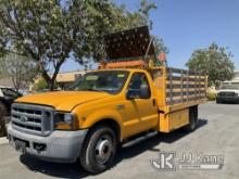 2006 Ford F-350 SD Stake Truck Runs, Moves, Operates, Has Rust Damage On The Storage Box & On The Ut