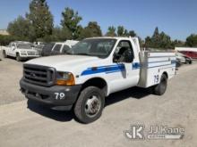 2001 Ford F450 4x4 Utility Truck, Firetruck Not Running, Cracked Transmission, Shifts But Does Not M