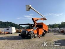 Altec LR760E70, Over-Center Elevator Bucket mounted behind cab on 2013 Ford F750 Chipper Dump Truck 