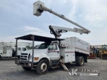 Altec LRV60-E70, Over-Center Elevator Bucket mounted behind cab on 2012 Ford F750 Chipper Dump Truck