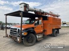 Altec LR756, Over-Center Bucket Truck mounted behind cab on 2013 Ford F750 Chipper Dump Truck Runs &