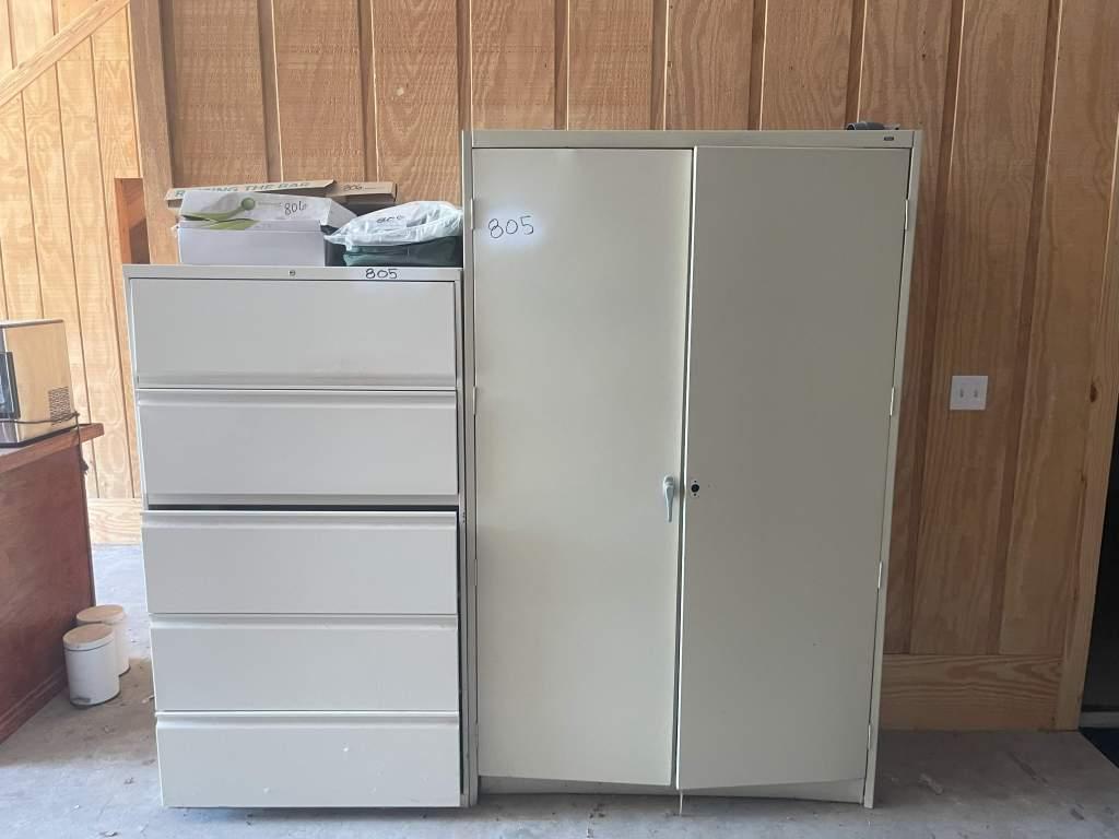 METAL CABINET AND 5-DRAWER METAL LATERAL FILE