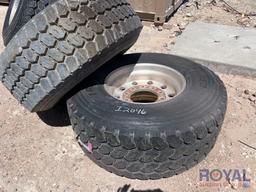 2 Unused 445/65R22.5 Tires on Alcoa Wheels