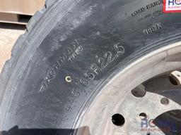 1 Unused and 1 Used 445/65R22.5 Tires on Alcoa Wheels