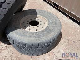 1 Unused and 1 Used 445/65R22.5 Tires on Alcoa Wheels