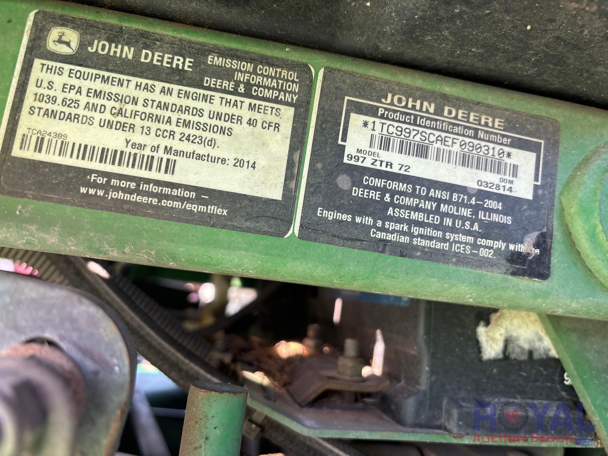 2014 John Deere 997 ZTR 72in Zero Turn Mower
