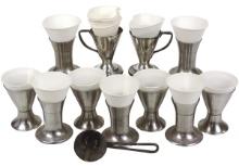 Soda Fountain Cup Holders (12), 3 diff styles for paper cones, incl 2-handl