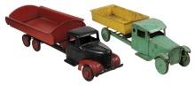 Toy Construction Trucks, Turner & Steelcraft dump trucks, pressed steel, Go