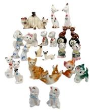 Salt & Pepper Shakers (12 Sets) Dog/cat, Unmarked/made In Japan, Ceramic, G