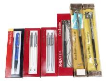6 Sheaffer Pen Sets, A School Fountain, Two Ballpoint/pencil Sets-1 Adv. Re