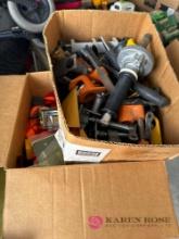 box lot of clamps and tie downs