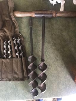 Vintage auger with different size bits
