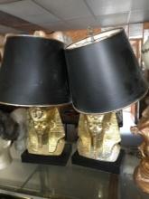 2- gold Egyptian lamps