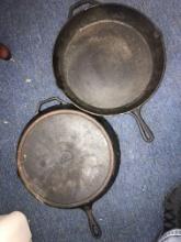 2- cast iron large pans