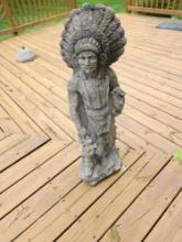 35 inch tall concrete Indian statue.