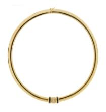 14k Yellow Gold, Sapphire and Diamond Slide Pendant on Omega Choker Necklace
