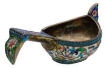 Russian Silver and Enamel Kovsh