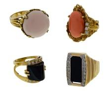 14k Yellow Gold and Gemstone Ring Assortment