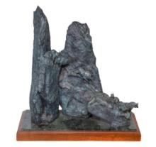 Sherry Salari Sander (American, b.1941) 'Goats Above the Middle Fork' Bronze Sculpture