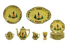 H B Quimper Soleil Yellow Pottery Tableware Assortment