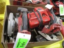 Box Lot of Milwaukee Saws, Charger, Battery