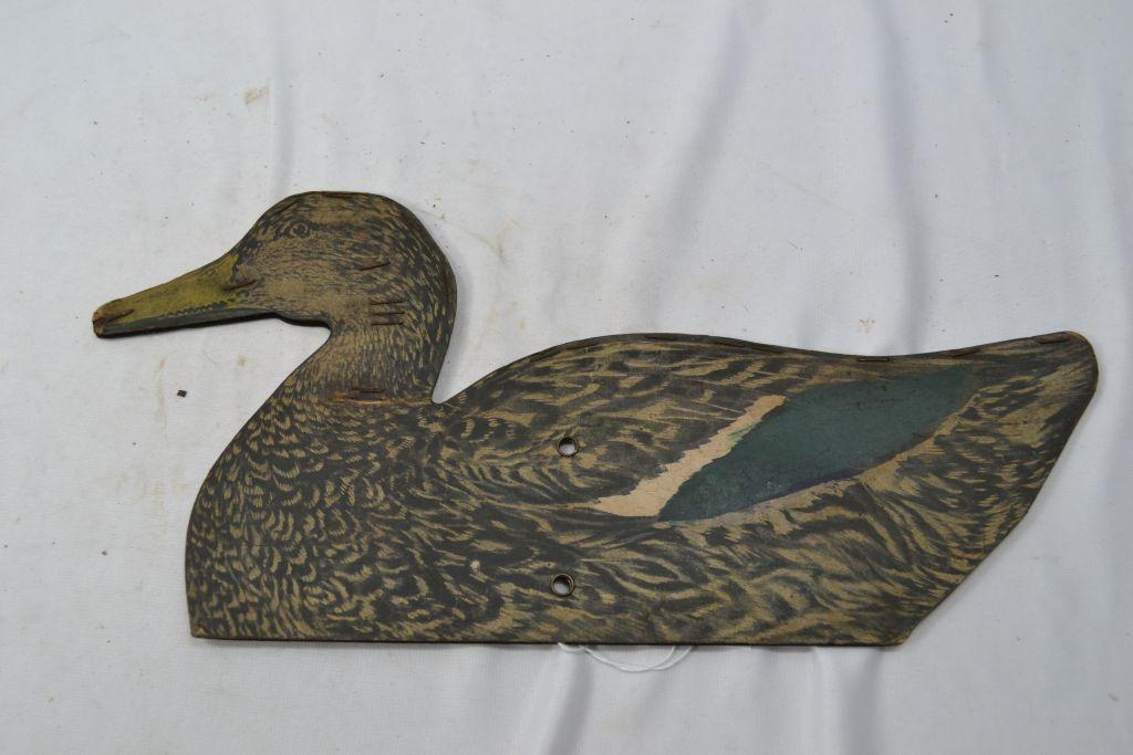 Vintage Card Board Duck Decoy; Johnsons Folding Fiberboard Decoy Small