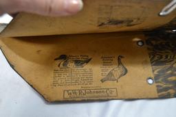 Vintage Card Board Duck Decoy; Johnsons Folding Fiberboard Decoy Small