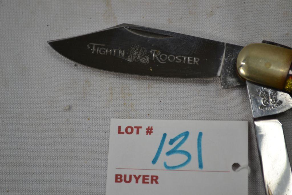 Fight'n Rooster Double Blade 4" Knife; Tiger Printed Handle