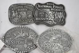 Group of 6 Hesston Rodeo Buckles; 2-2010, 2-2011, 2012, and 2013; New & Used