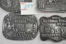 Group of 6 Hesston Rodeo Buckles; 2012, 13, 14, 2015- 40th Anniversary, 16 and 2017