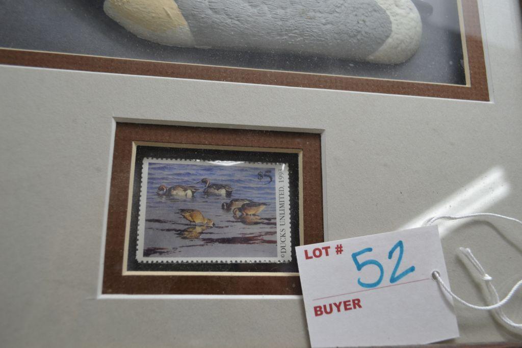 Duck Unlimited 1993 Stamp and Duck Framed 11-1/2"x 9-3/4"