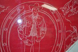 Lee Riders "Casey Tibbs Popular Champion Cowboy" Rodeo Kerchief; Framed; Kerchief is 22"x 20"