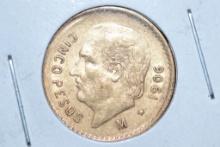 1906 Mexican Five Peso .900 Gold Piece; Unc.