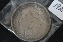 1921 Morgan Dollar; VF/XF