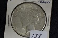 1922-S Peace Dollar; VF