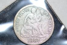 1887-S Seated Liberty Dime; G