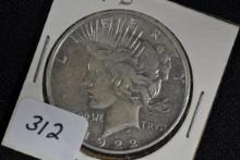 1922-D Peace Dollar; VF