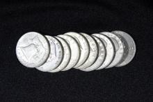 10 - 1950s Franklin Half Dollars; Avg. Circ.; 10xBid