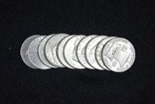 10 - 1950s Franklin Half Dollars; Avg. Circ.; 10xBid