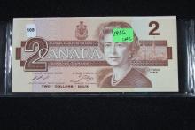 1986 Canadian Two Dollar Bill; Unc.