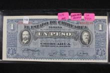 1915 Chihuahua Mexico One Peso Bill; Unc.