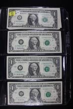 Group of 16 - One Dollar Bills including 1985 (x8), 1988 (x5), and 1995 (x3); Avg. Circ.